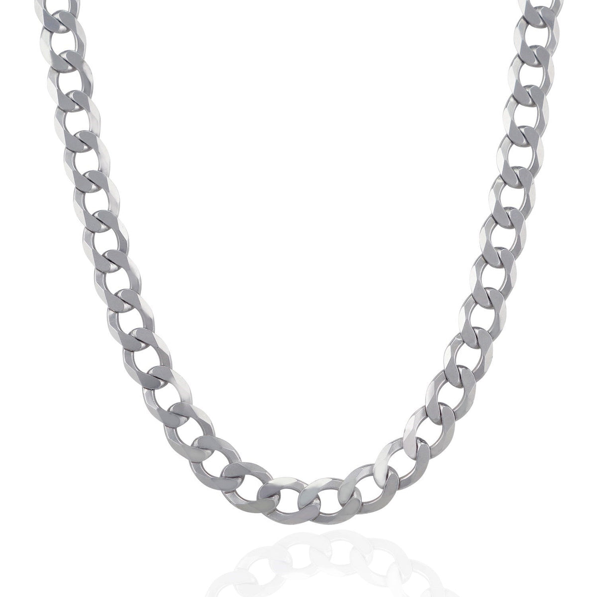 Rhodium Plated Sterling Silver Curb Style Chain (11.60 mm) by Avera Group
