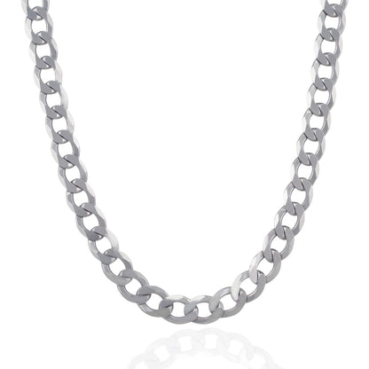 Rhodium Plated Sterling Silver Curb Style Chain (11.60 mm) by Avera Group