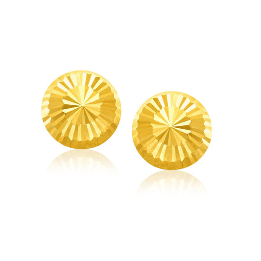 14k yellow gold diamond-cut flat stud earrings by Avera Group