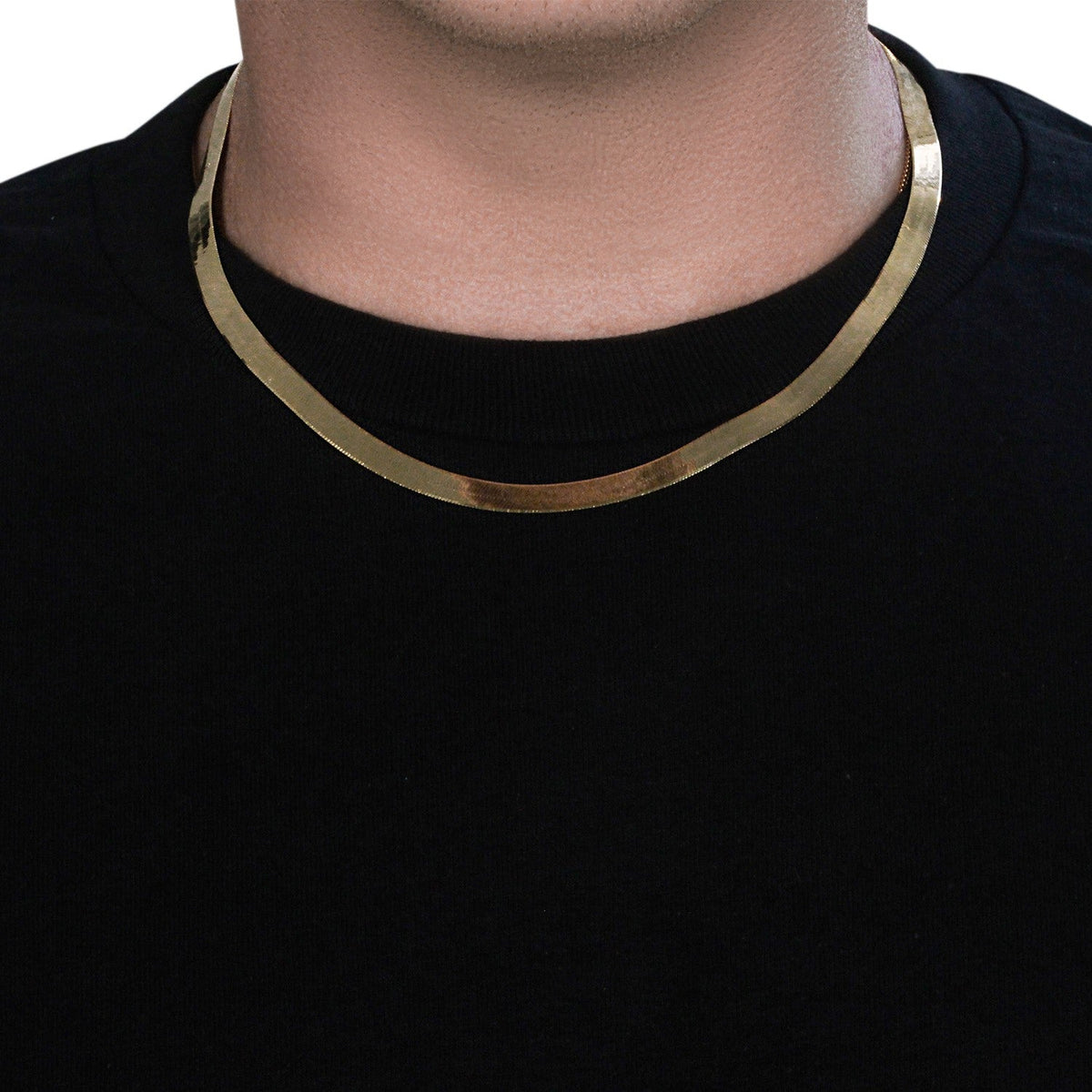 6.0mm 14k yellow gold super flex herringbone chain by Avera Group, view 6