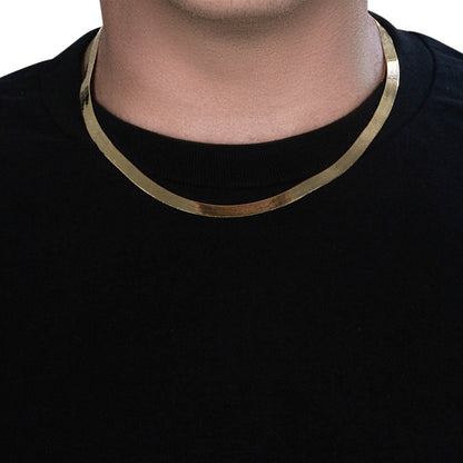 6.0mm 14k yellow gold super flex herringbone chain by Avera Group, view 6