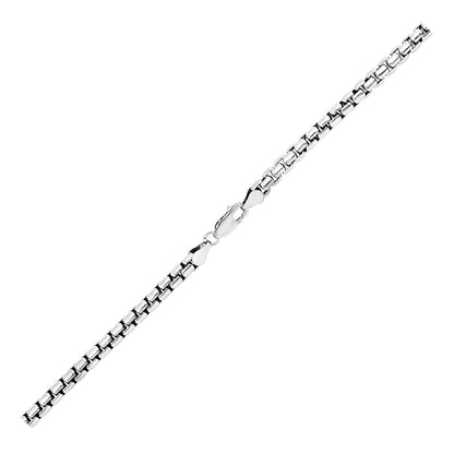 4.4 mm sterling silver rhodium plated round box chain by Avera Group, view 3