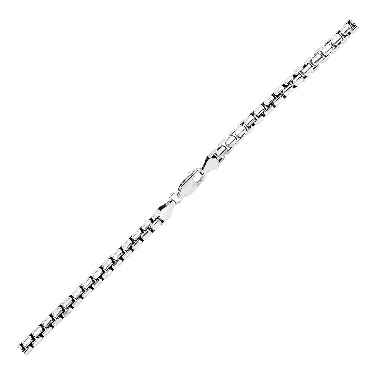 Sterling Silver Rhodium Plated Round Box Chain (4.40 mm) by Avera Group
