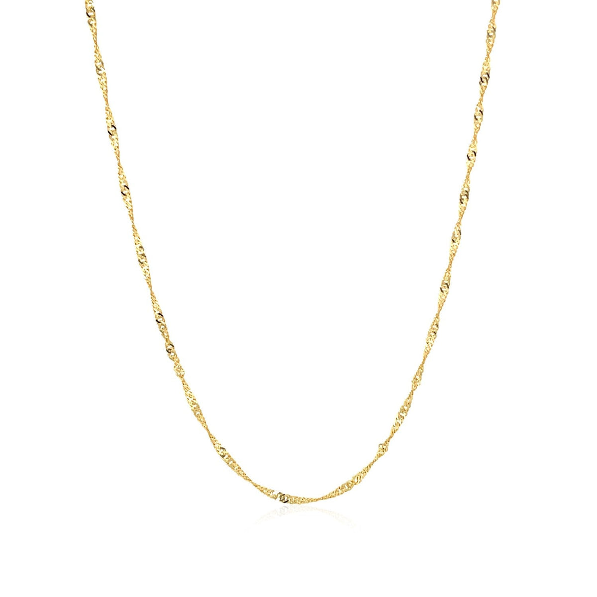 14k yellow gold Singapore chain with lobster clasp, 1.30mm by Avera Group, view 2
