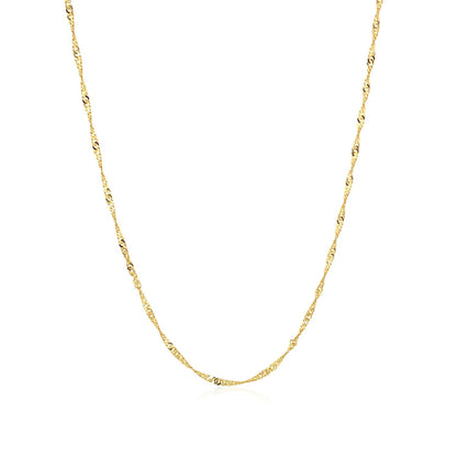 14k yellow gold Singapore chain with lobster clasp, 1.30mm by Avera Group, view 2