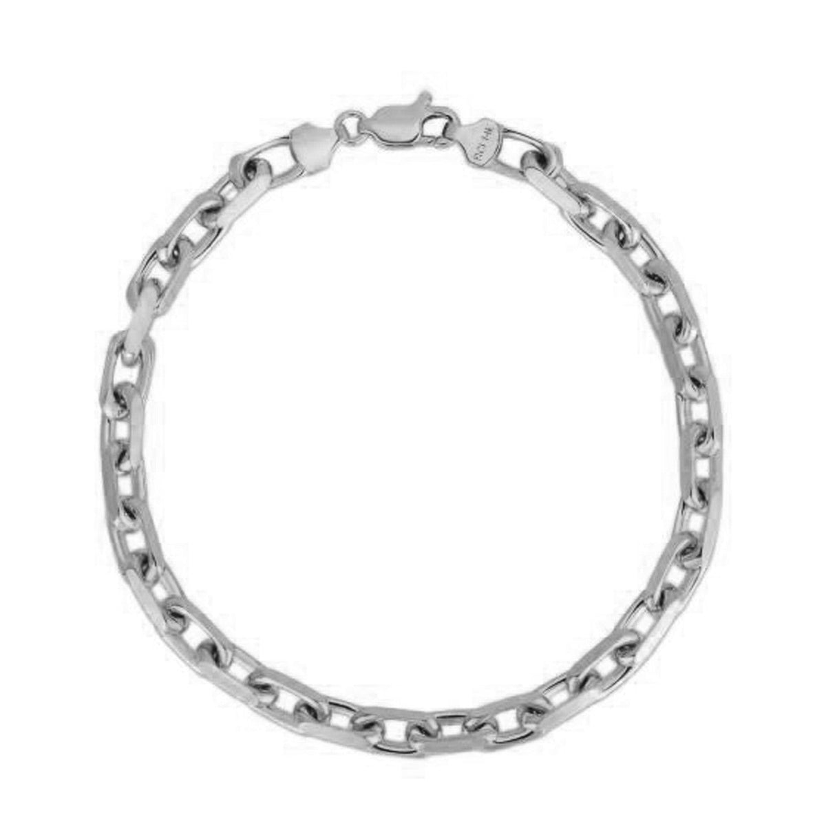 14k white gold French cable chain bracelet, 4.80mm, Avera Group, view 2