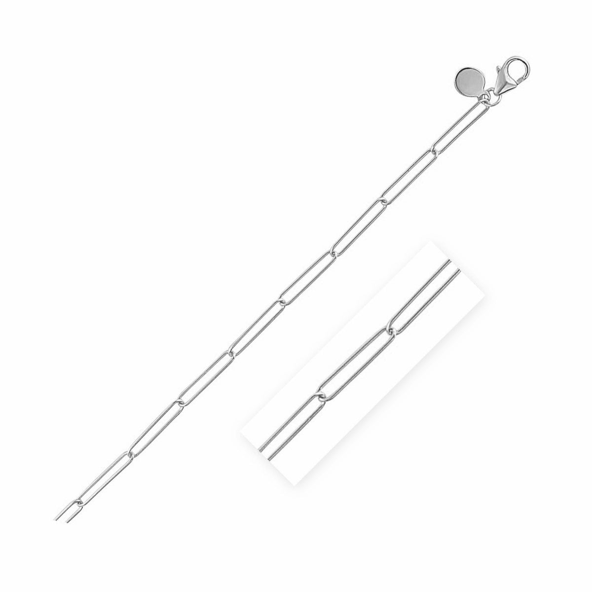 14k white gold wire paperclip bracelet 2.7mm by Avera Group