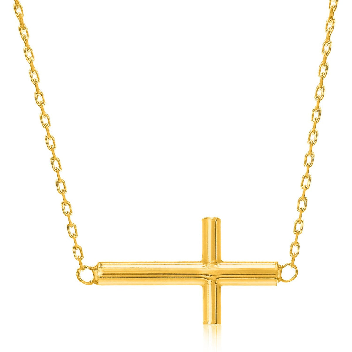 14k yellow gold necklace with polished cross design by Avera Group