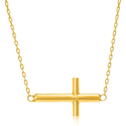 14k yellow gold necklace with polished cross design by Avera Group