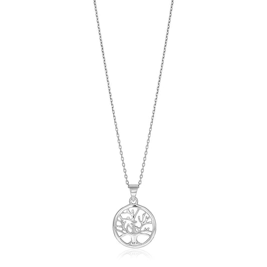Sterling Silver inch Round Tree of Life Necklace by Avera Group