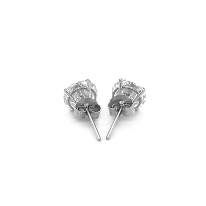 14k white gold stud earrings with 6mm white cubic zirconia by Avera Group, view 3
