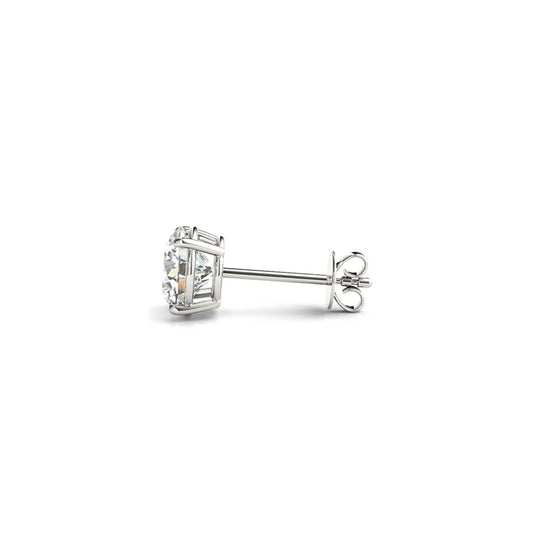 2 cttw IGI lab grown round diamond stud earrings in 14k white gold by Avera Group, view 2