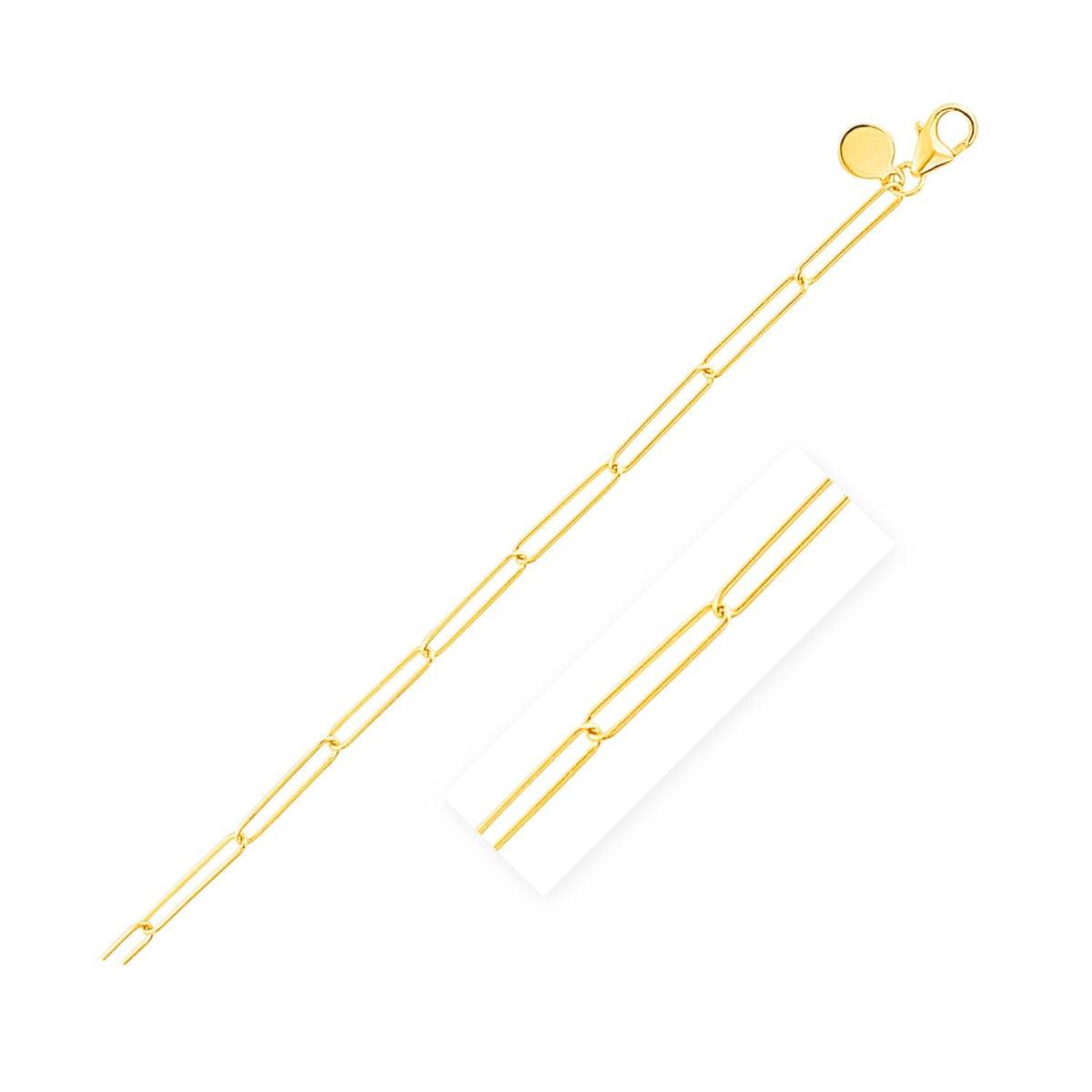 14k yellow gold wire paperclip chain, 2.70mm by Avera Group
