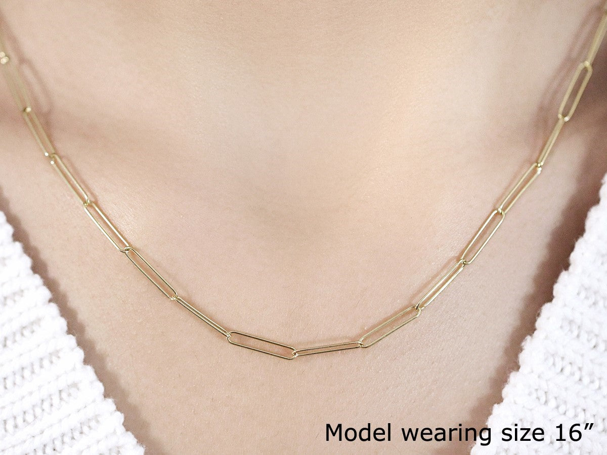 14k yellow gold wire paperclip chain, 2.70mm by Avera Group, view 5