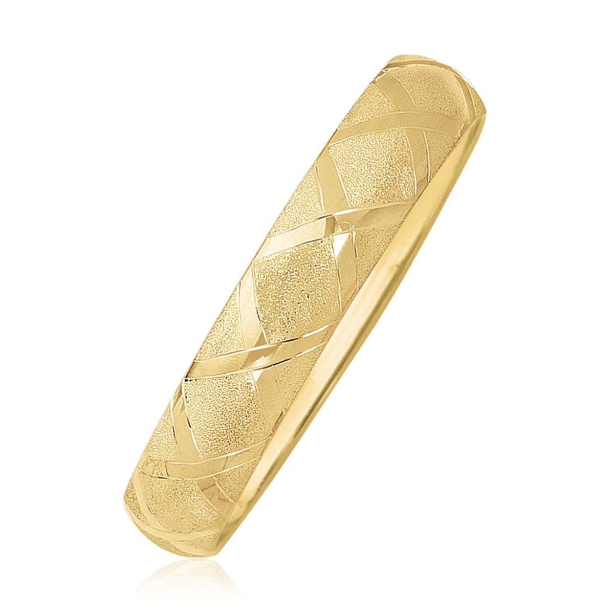 10k Yellow Gold Dual-Textured Diamond Pattern Bangle (12.00 mm), Avera Group