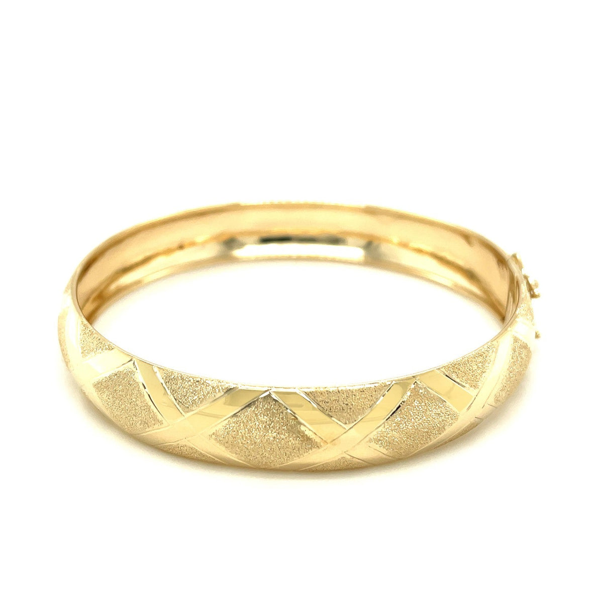 10k Yellow Gold Dual-Textured Diamond Pattern Bangle (12.00 mm), Avera Group, view 2