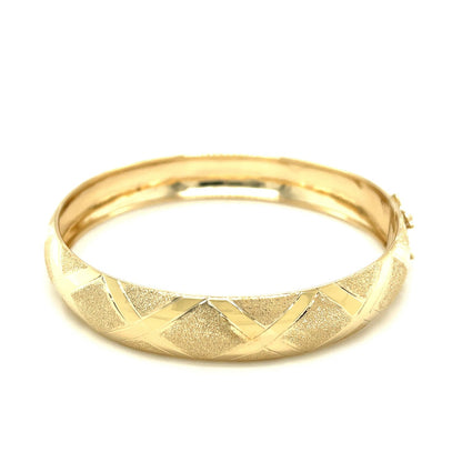 10k Yellow Gold Dual-Textured Diamond Pattern Bangle (12.00 mm), Avera Group, view 2