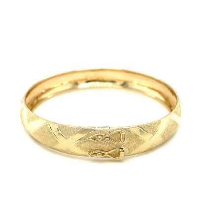 10k Yellow Gold Dual-Textured Diamond Pattern Bangle (12.00 mm), Avera Group, view 3