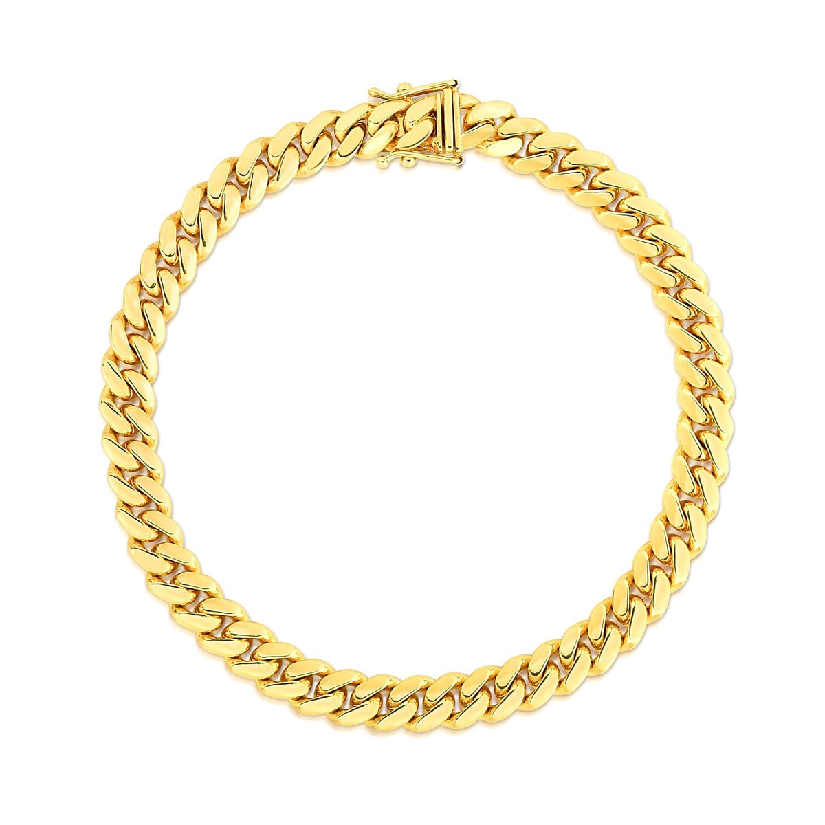 7.0mm 14k Yellow Gold Classic Miami Cuban Solid Bracelet by Avera Group