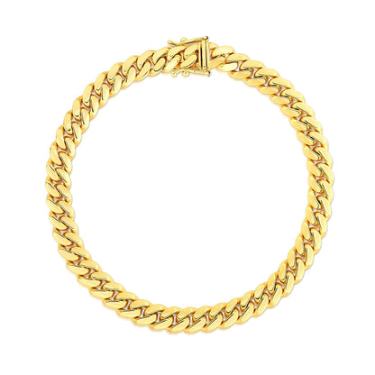 7.0mm 14k Yellow Gold Classic Miami Cuban Solid Bracelet by Avera Group
