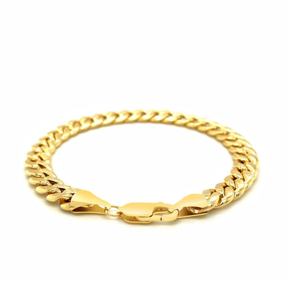 7.8mm 14k Yellow Gold Miami Cuban Semi Solid Bracelet by Avera Group