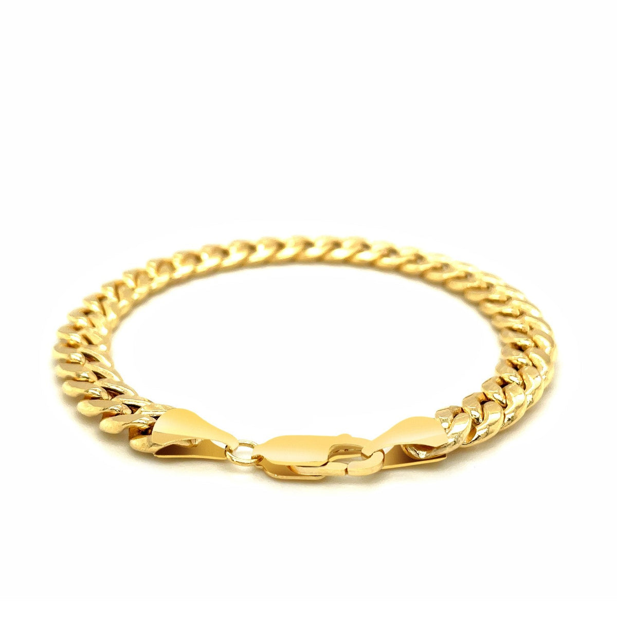 14k yellow gold semi solid Miami Cuban bracelet, 8mm by Avera Group, view 2