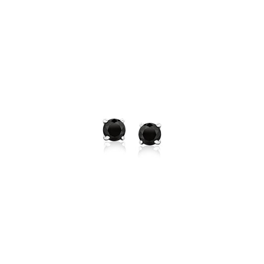 14k white gold 3mm black cubic zirconia stud earrings, Avera Group