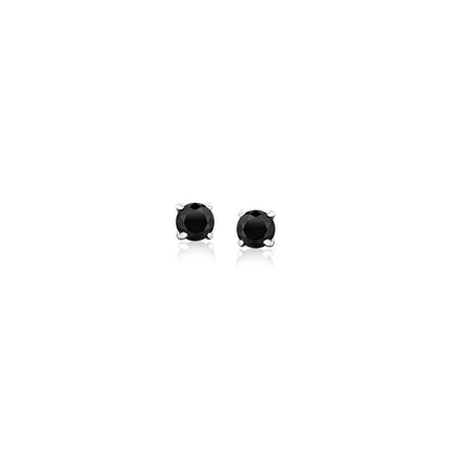 14k white gold four-prong 3mm black cubic zirconia stud earrings, Avera Group