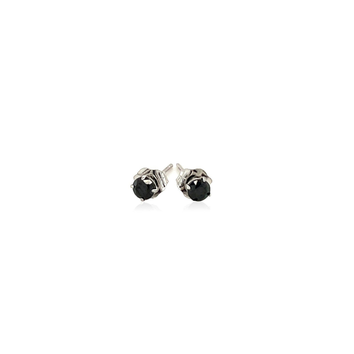 14k white gold four-prong 3mm black cubic zirconia stud earrings, Avera Group, view 2