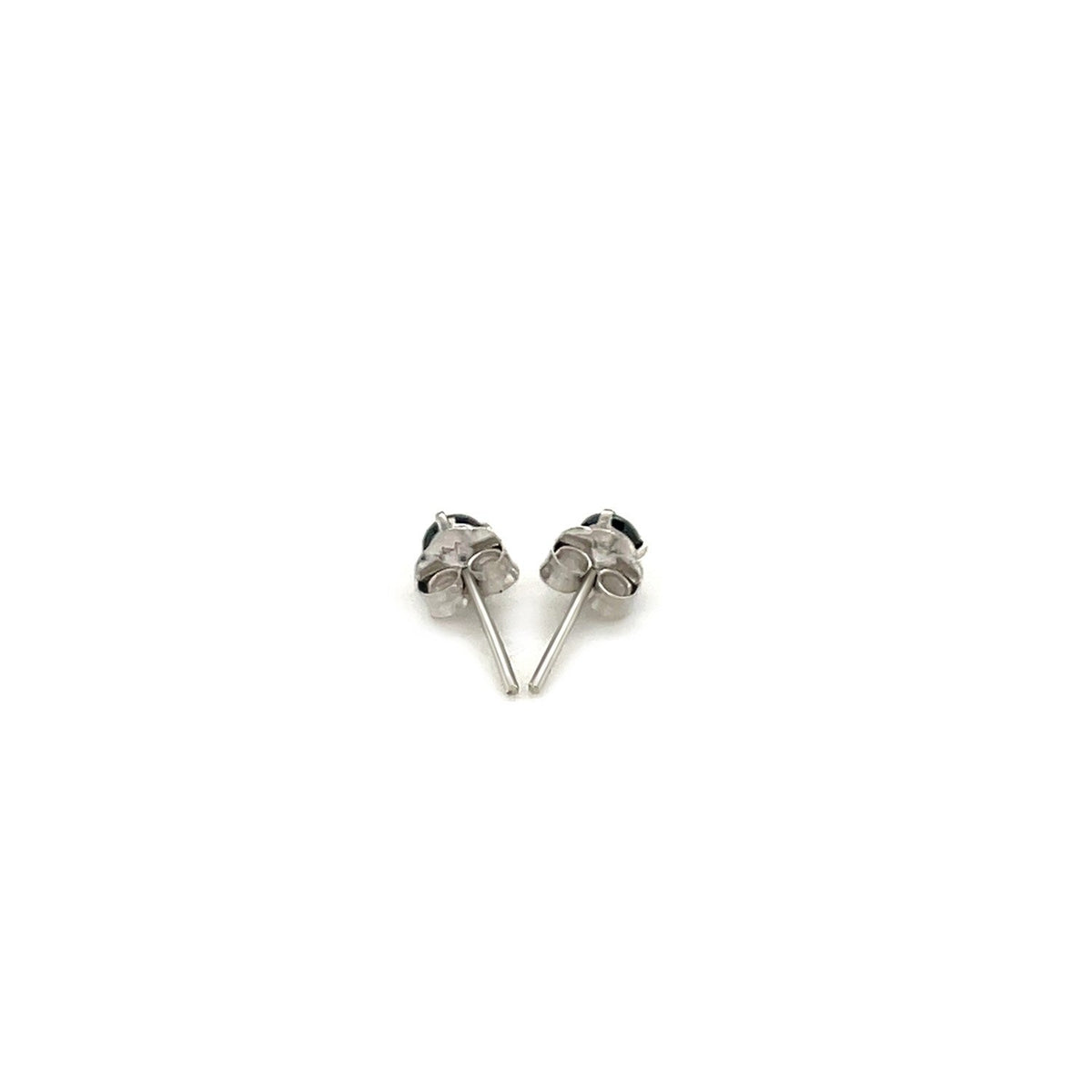 14k white gold four-prong 3mm black cubic zirconia stud earrings, Avera Group, view 3