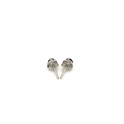 14k white gold four-prong 3mm black cubic zirconia stud earrings, Avera Group, view 3