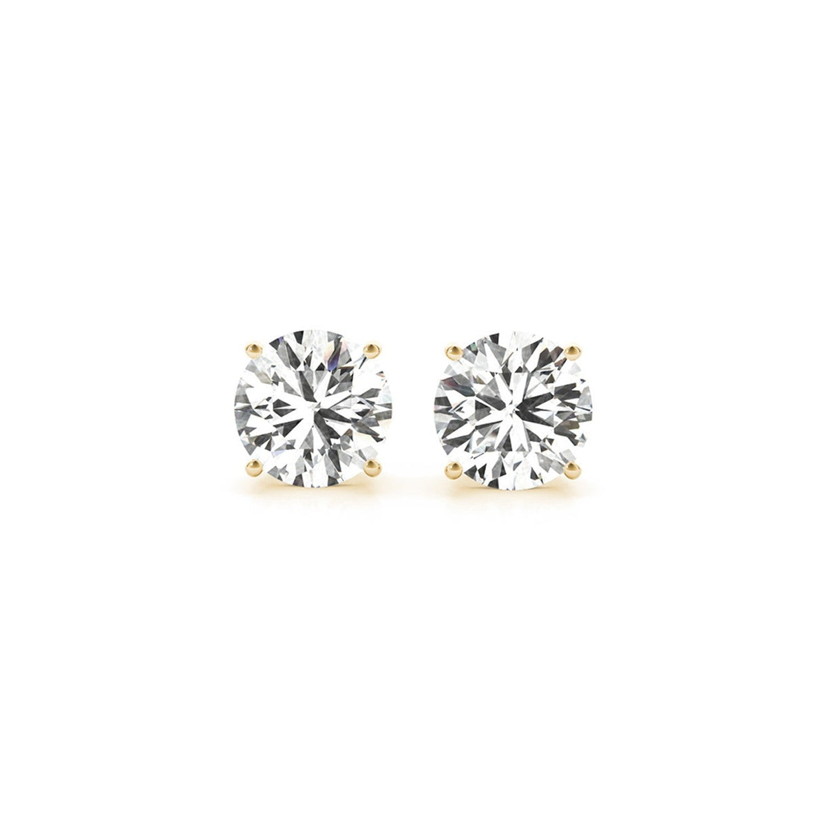 3 ct tw IGI certified lab grown round diamond stud earrings in 14k yellow gold by Avera Group