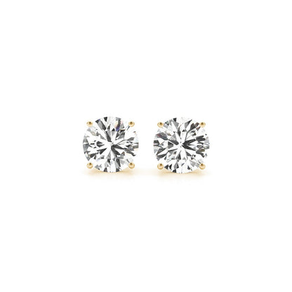 3 ct tw IGI certified lab grown round diamond stud earrings in 14k yellow gold by Avera Group