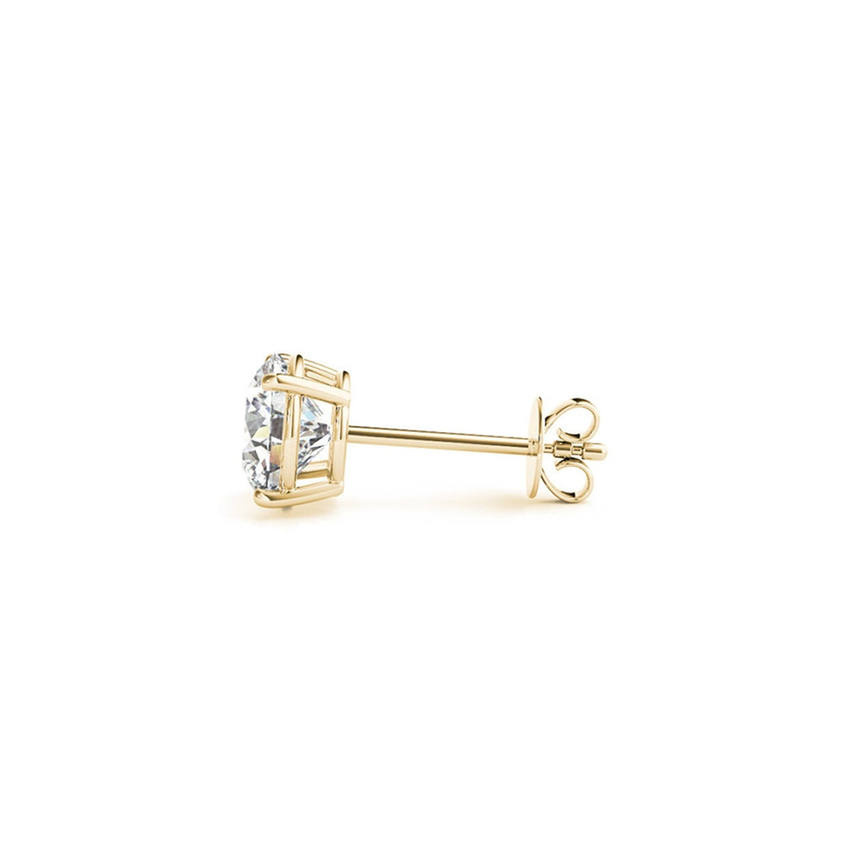 3 ct tw IGI certified lab grown round diamond stud earrings in 14k yellow gold by Avera Group, view 2