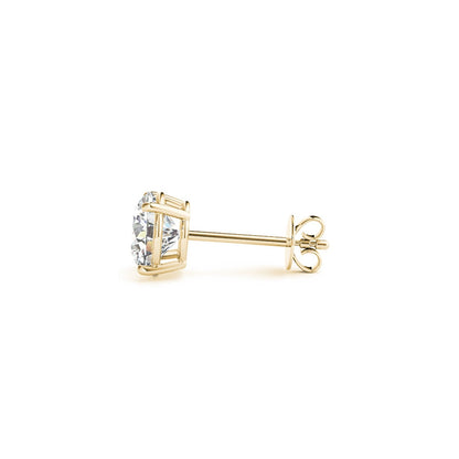 3 ct tw IGI certified lab grown round diamond stud earrings in 14k yellow gold by Avera Group, view 2