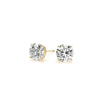 3 ct tw IGI certified lab grown round diamond stud earrings in 14k yellow gold by Avera Group, view 3