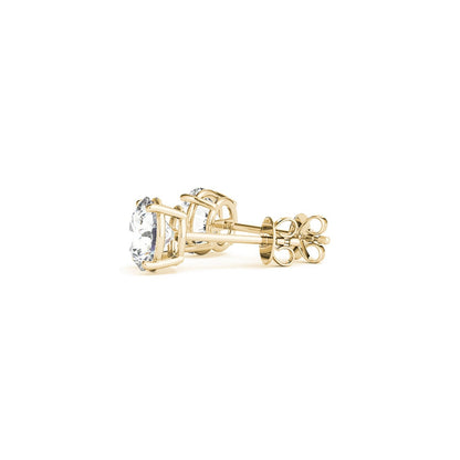 3 ct tw IGI certified lab grown round diamond stud earrings in 14k yellow gold by Avera Group, view 4