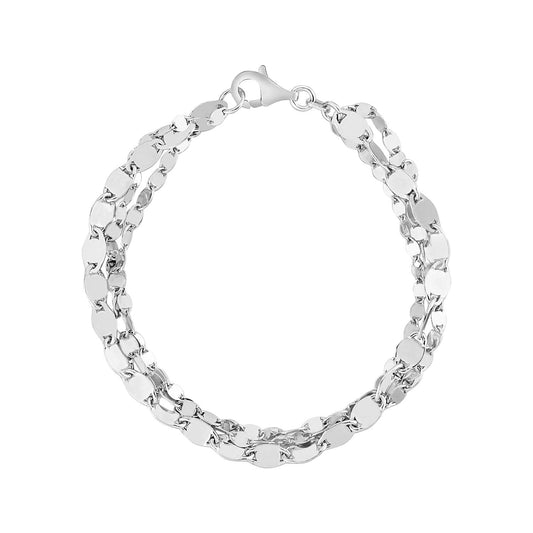 Sterling Silver Three Strand Marina Link Bracelet by Avera Group