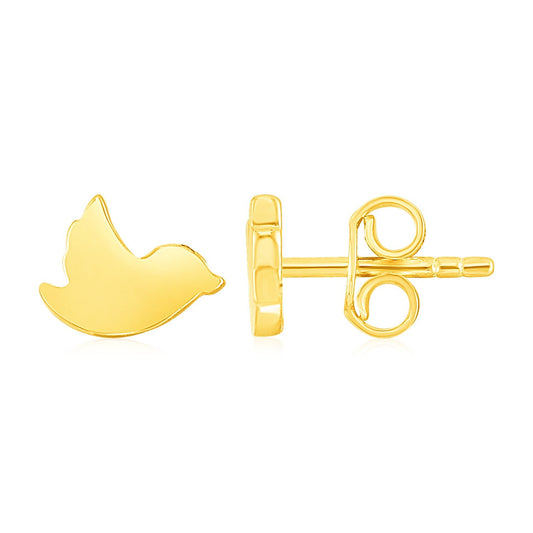 Petite 14k yellow gold dove post earrings, 4.9 x 3.6mm by Avera Group