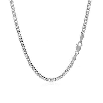 14k white gold gourmette chain, 2.80mm, Avera Group, view 2