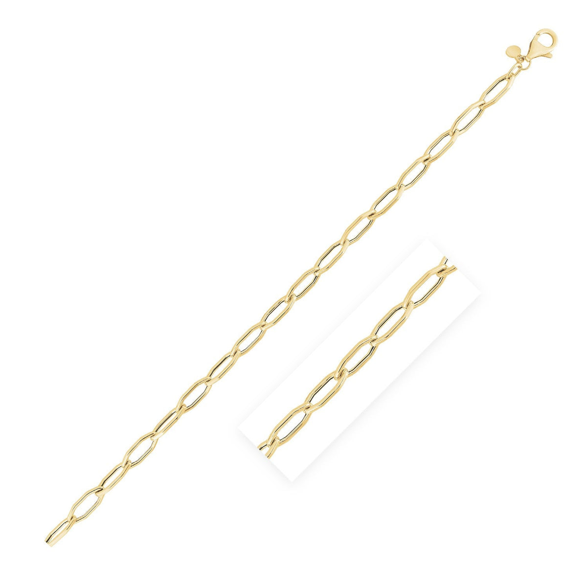 14k yellow gold high polish hexagon link chain, 5mm by Avera Group