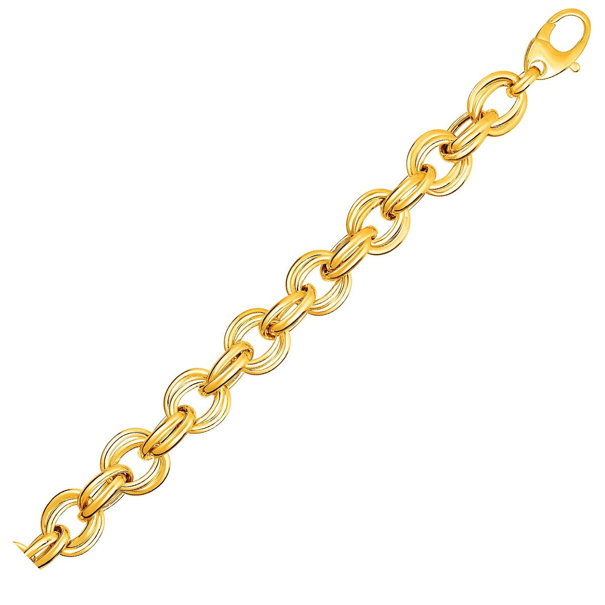 Twisted Double Link Bracelet in 14k Yellow Gold (11.80 mm) by Avera Group