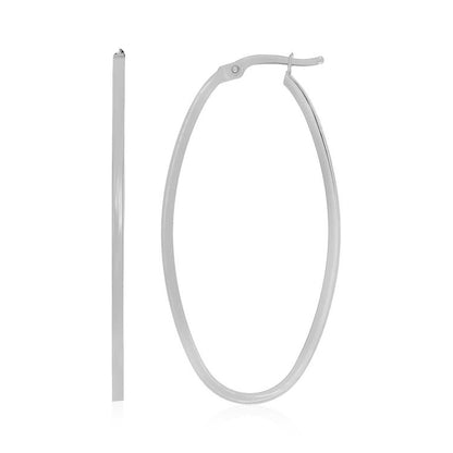 14k white gold slim oval hoop earrings by Avera Group