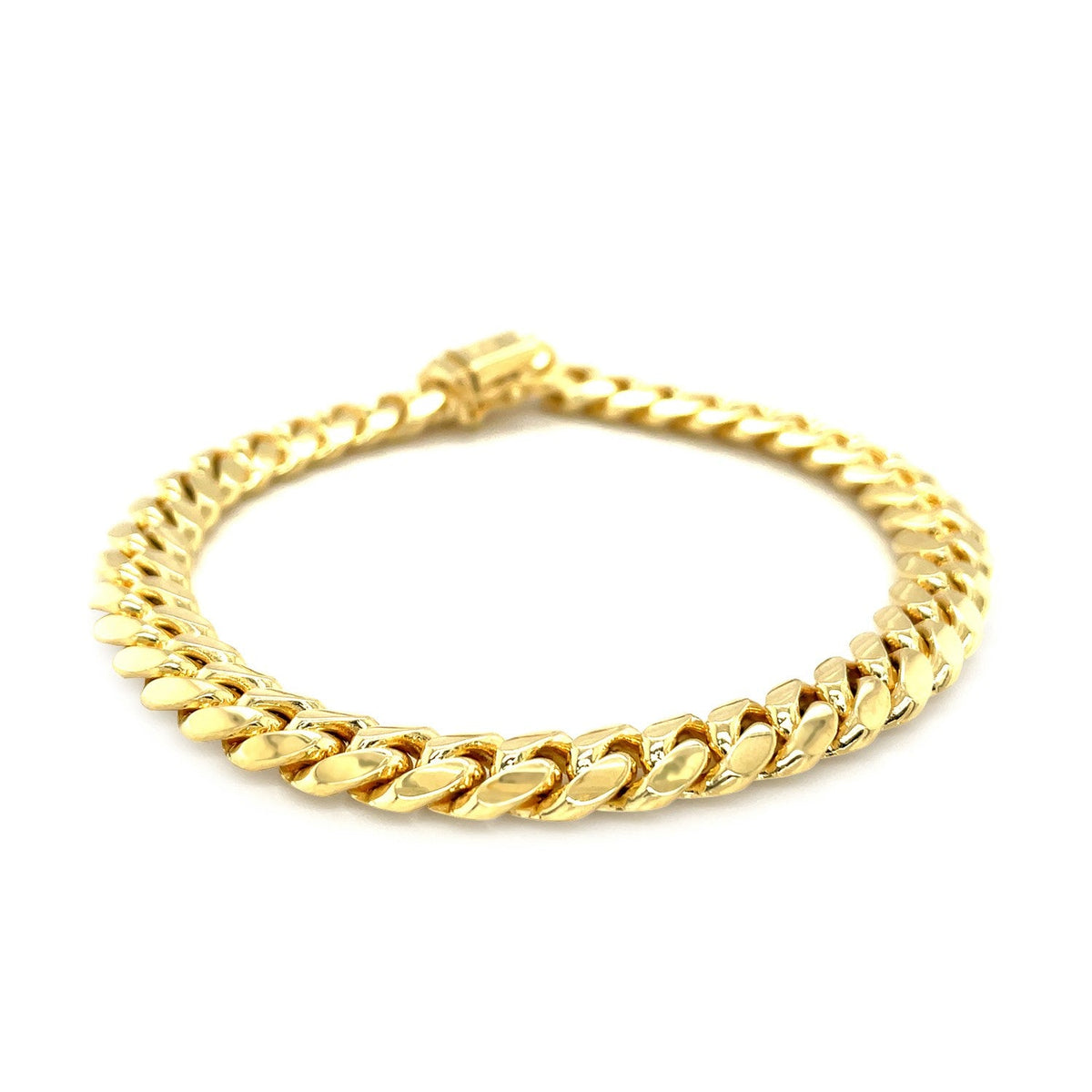 14k yellow gold solid Miami Cuban bracelet, 8.2mm, Avera Group, view 3