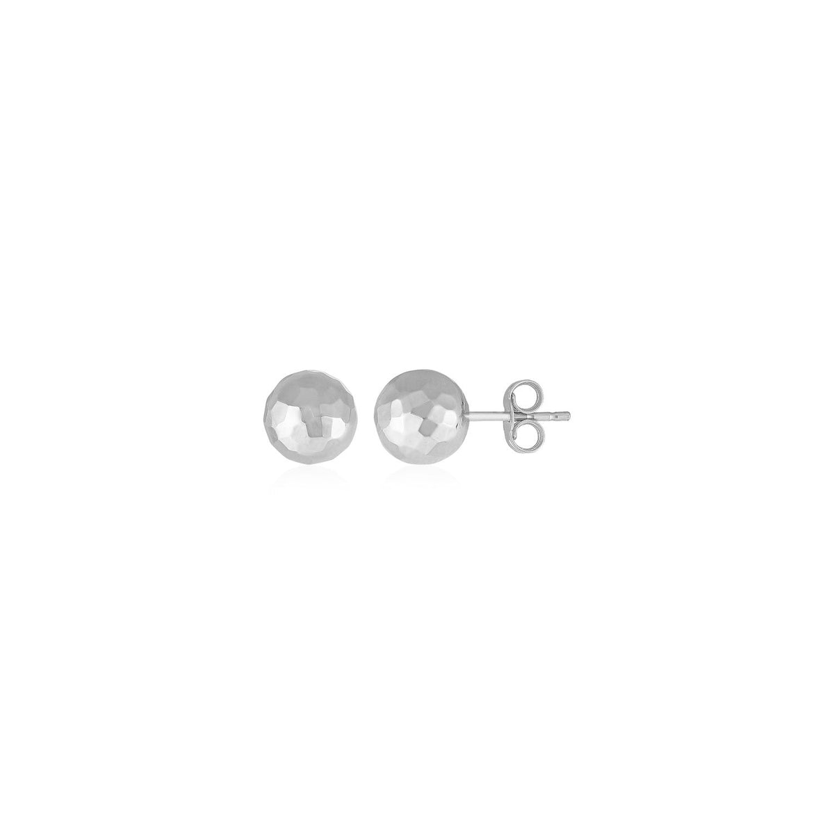 14k white gold 7mm faceted ball post earrings, Avera Group