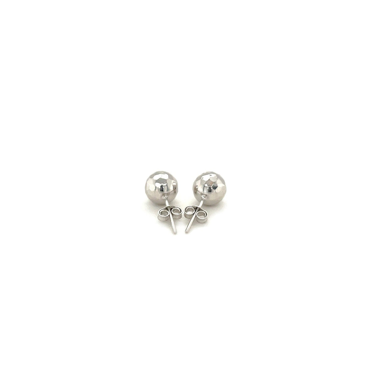 14k white gold 7mm faceted ball post earrings, Avera Group, view 3