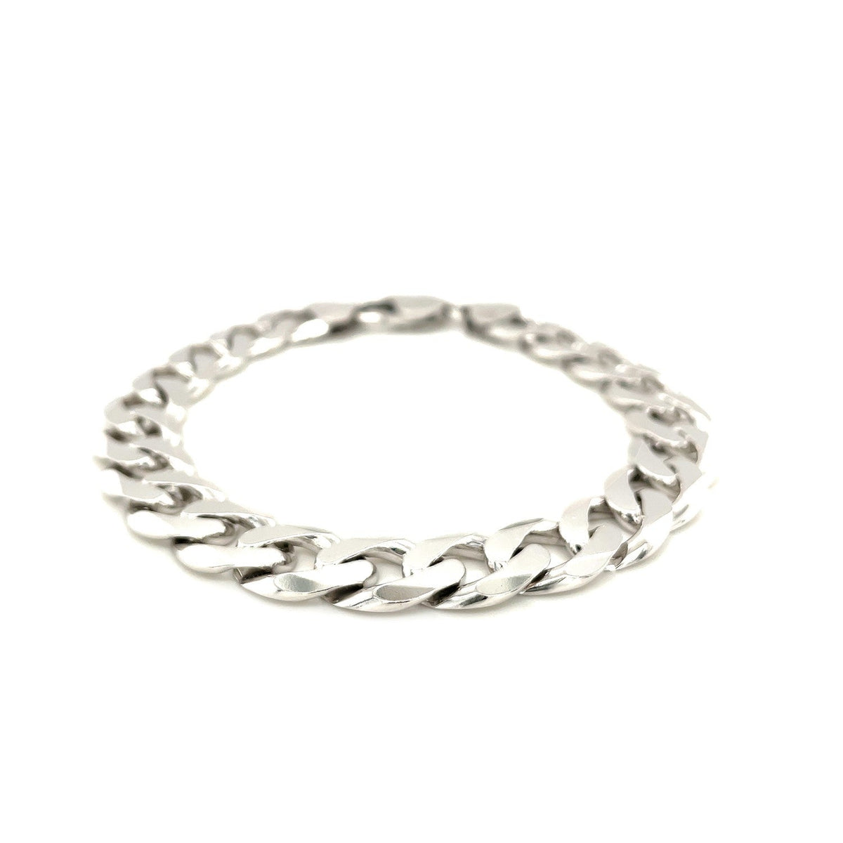 Rhodium Plated Sterling Silver Curb Style Bracelet (11.60 mm) by Avera Group