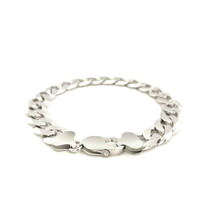 Rhodium Plated Sterling Silver Curb Style Bracelet (11.60 mm) by Avera Group