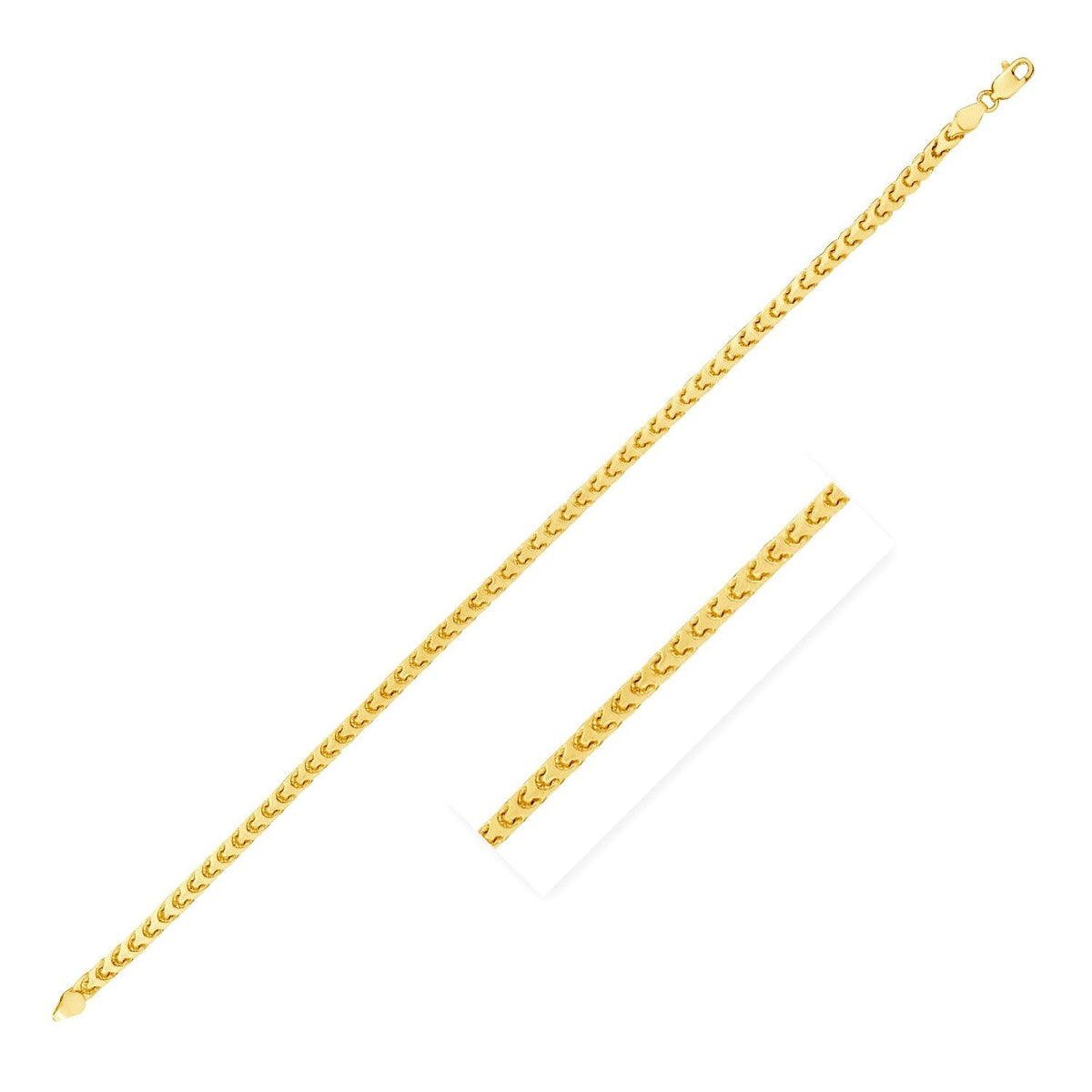 14k yellow gold solid diamond-cut round franco bracelet, 2.20mm by Avera Group