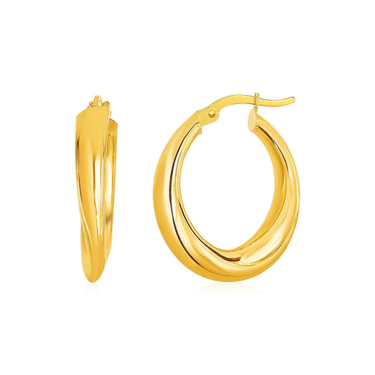 14k yellow gold polished oval hoop earrings, 0.95 inch by Avera Group